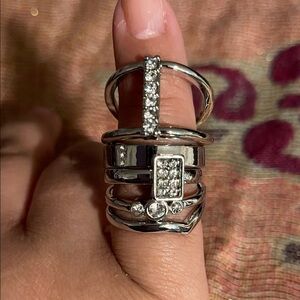 Elegant Silvertone Stacking Ring Set